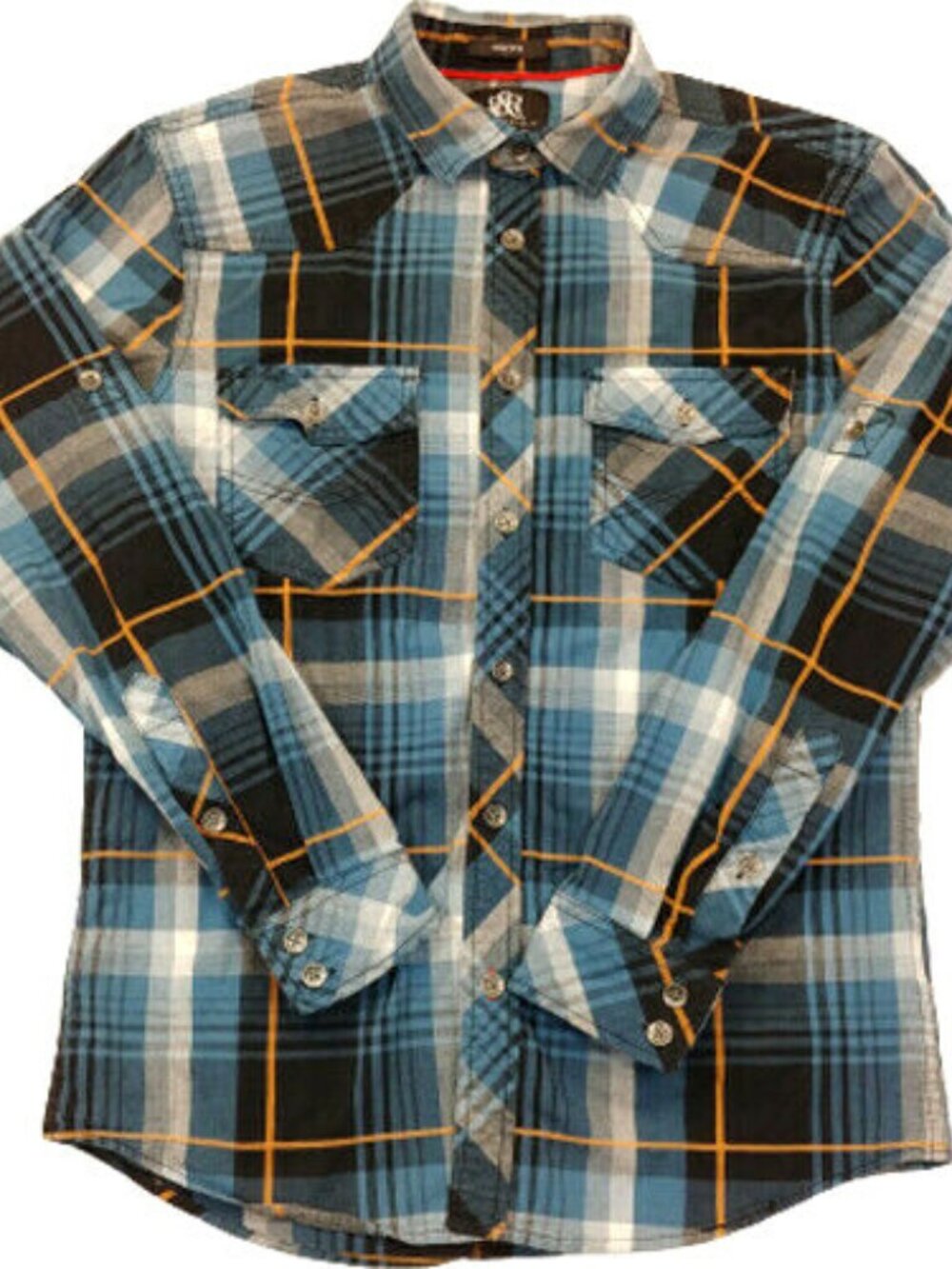Rock & Republic Stretch Plaid L/S Button Cool Cotton Blend Shirt Mens S